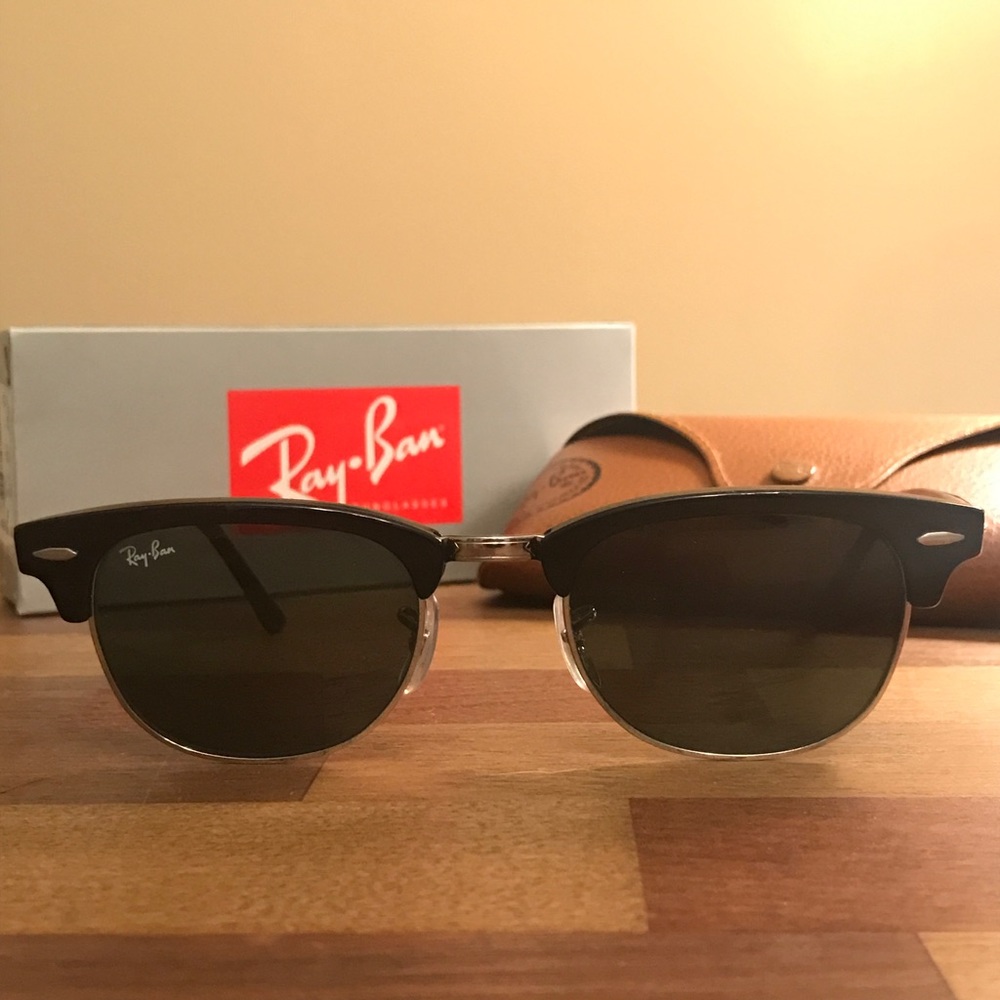 Authentic Ray Ban Clubmaster Black/Silver